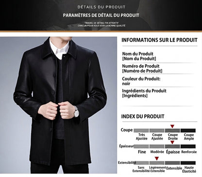 Manteau Long en Cuir PU Doublé Fourrure